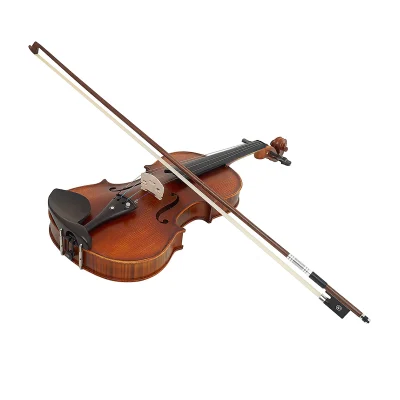Violin Bow Made of Brazilian Rosewood, with Pure Horsehair, Ebony Frog Inlaid with Color Shell, Silver Wire, Sheepskin Grip